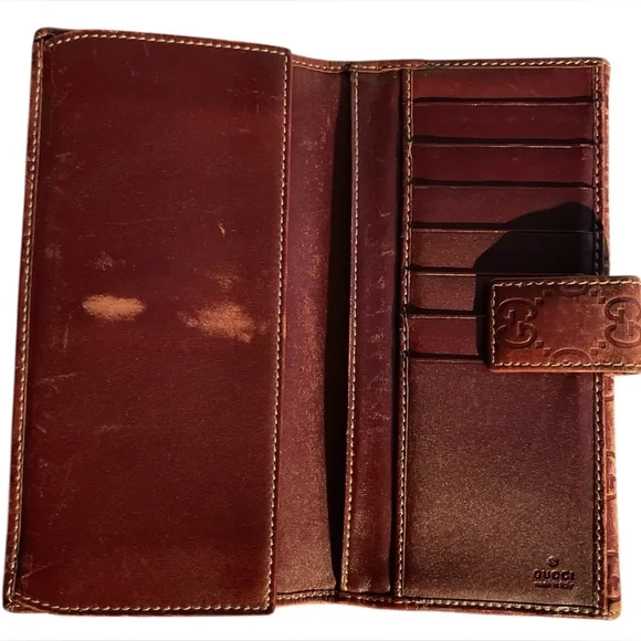 Authentic Gucci - Guccissima Maroon/Brick double snap long leather wallet - Picture 5 of 11